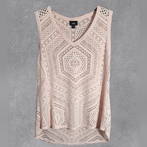 Mossimo peach mesh sheer sleeveless top Size Large